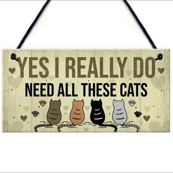 Bee Happy Market Boutique Other - Cat Lady Sign Wall Hanging Plaque Whimsical Pet Cat Theme Graphics